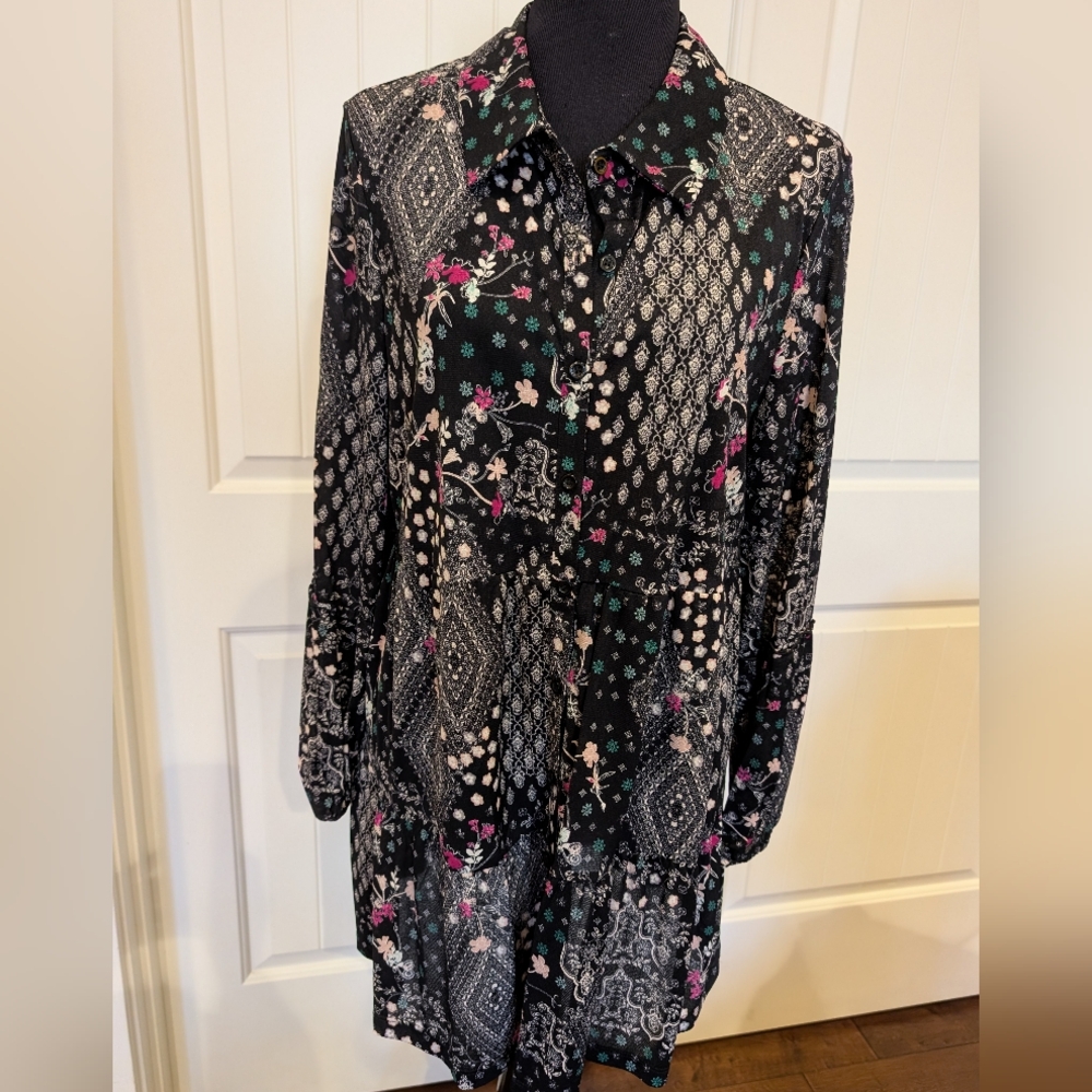 Style & Co. Black and Pink Floral Dress